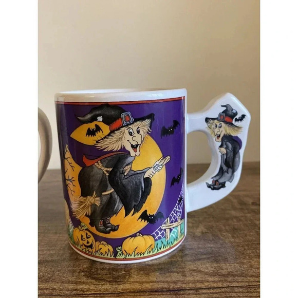 Halloween Coffee Mug Witch Pumpkins Festive Spooky Graphics Set 2 Parent Child - Picture 3 of 6